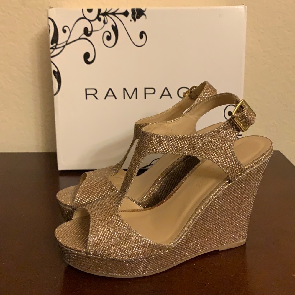 Rampage “Candelas” Gold Platform Wedge Sandal